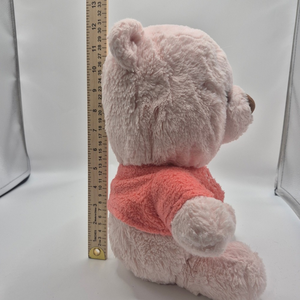 Disney Winnie the Pooh Plush Pink Fluffy Stuffed Animal Coral Shirt 12 Inch - Picture 3 of 6